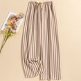 thumbnail image 3 of Women's Casual Fashion Sleep Pants Striped Loungewear Pants Wearable As Outerwear High-Waisted Pants for Modern and Comfortable Lifestyle,Coffee,One Size, 3 of 4