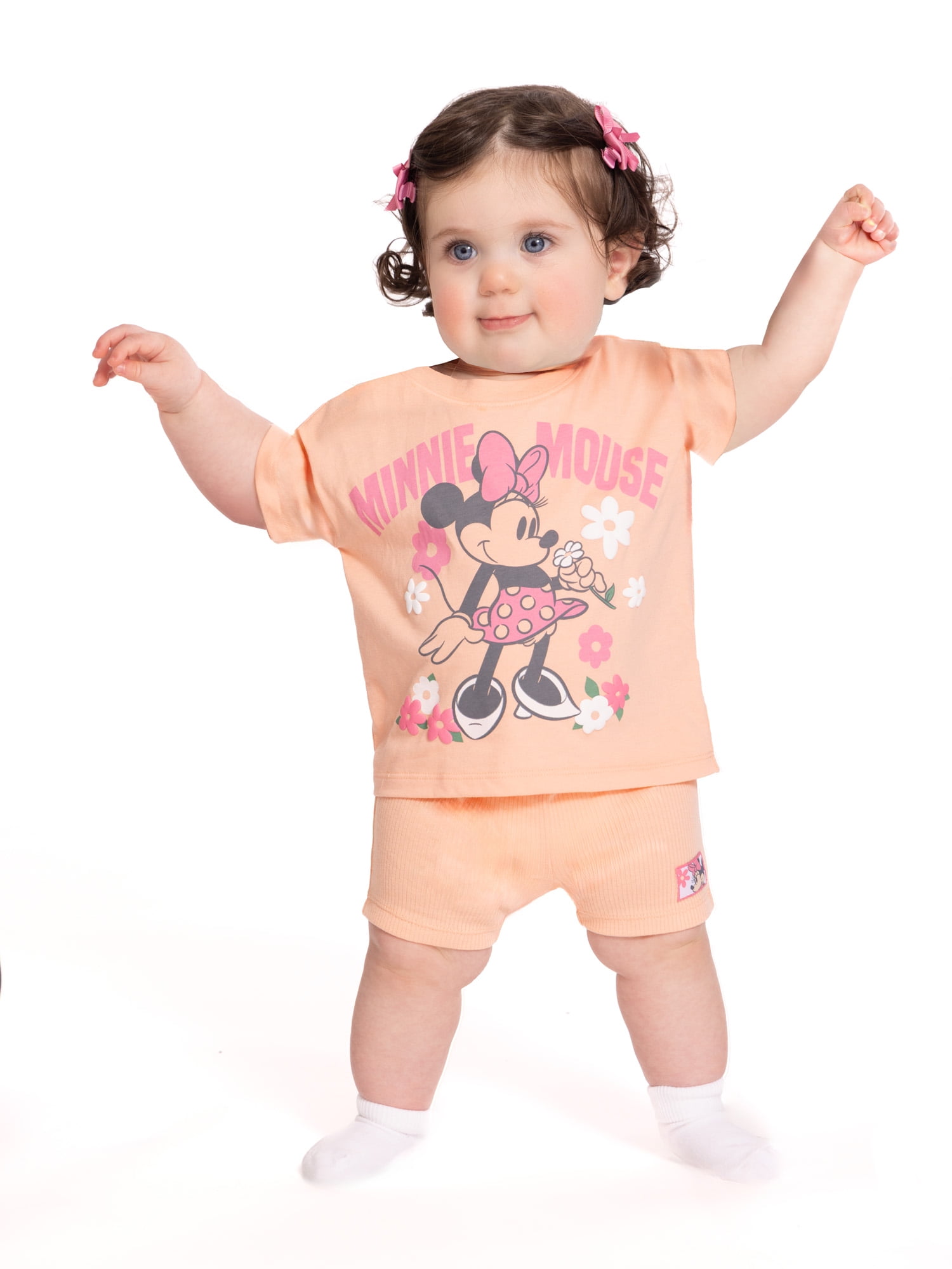 Minnie Mouse Baby Girls Graphic Tee and Bike Shorts Set, 2-Piece, Sizes Newborn-24M