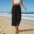 thumbnail image 2 of KHONTS Capri Pants for Women Wide Leg Summer Capris Pant Palazzo Loose Fit Casual Trousers with Pockets Black XL, 2 of 4
