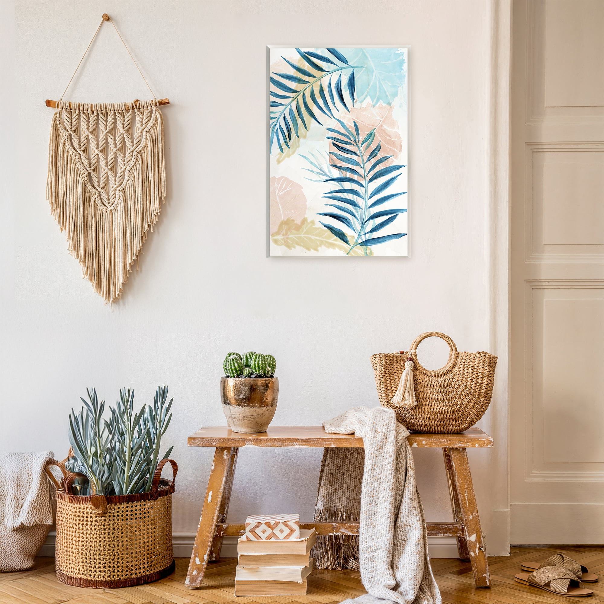 Stupell Industries Blue Palm Fronds in Pastel Haze Wall Plaque Art, design by Nan