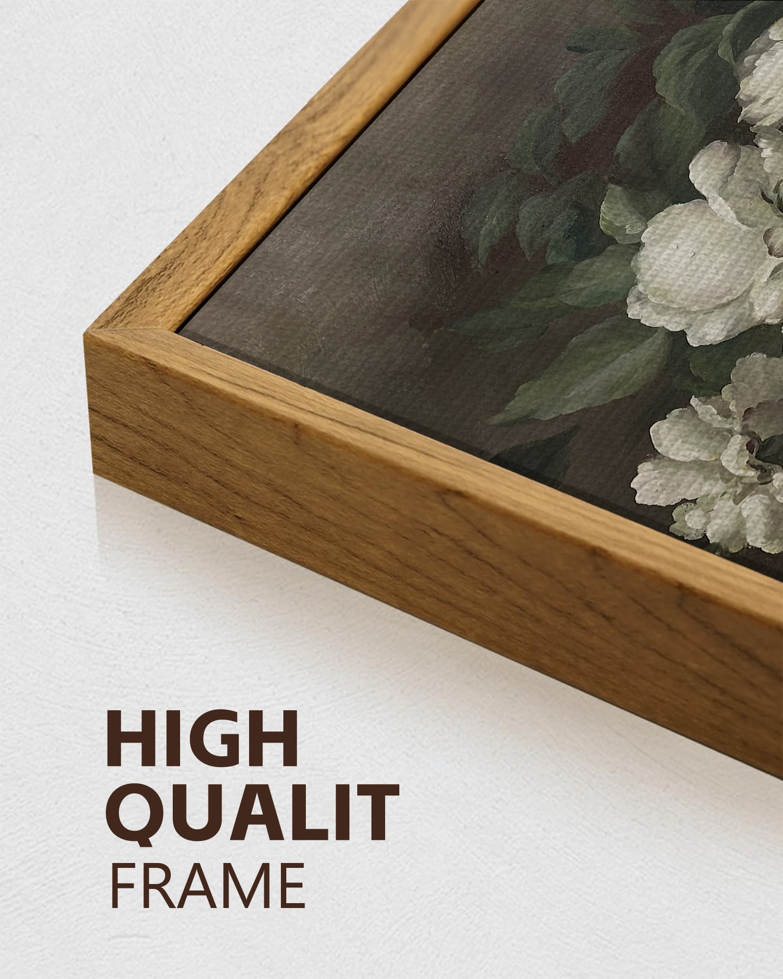 Drsoum Framed 24x36in Floral Canvas Wall Art Vintage Classical Painting Retro Flower Room Decor for Dining Room Bedroom Hallway - Natural Framed