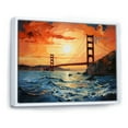 thumbnail image 2 of Designart "Golden Gateway Orange Bridge II" Bridges Floater Framed Wall Art Living Room, 2 of 7