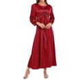 thumbnail image 2 of KelaJuan Women's Fall Midi Dress Long Sleeve Tie Knot Front Solid Color Satin Dress Long Flowy Dress, 2 of 6