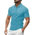 thumbnail image 1 of Men's Solid Color Short Sleeve Lapel T-Shirt - Casual Summer Fashion Top, 1 of 8