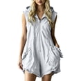 thumbnail image 2 of Ounisa Women's Solid Hooded Zip Sleeveless Short Jumpsuit Romper Soft Breathable Lightweight Casual Summer Cover Up, 2 of 7