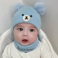 thumbnail image 4 of Baby Hat Neck Warmer 2Pcs/Set Ear Protection Thickened Beautiful Windproof Winter Infant Boys Kids Cap Scarf Kit, 4 of 4