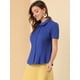 thumbnail image 4 of INSPIRE CHIC Camisa De Manga Corta Suave Con Botones Y Cuello Peter Pan Dulce Para Mujer Azul marino XL, 4 of 6
