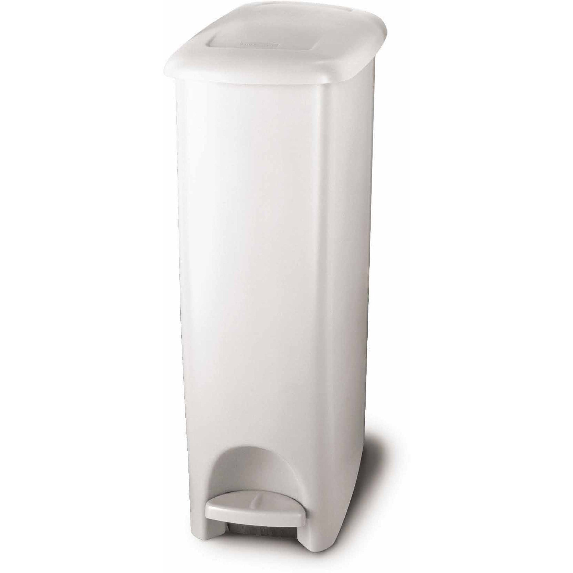 Rubbermaid StepOn Slim Fit Trash Can, 11.25 Gal, White