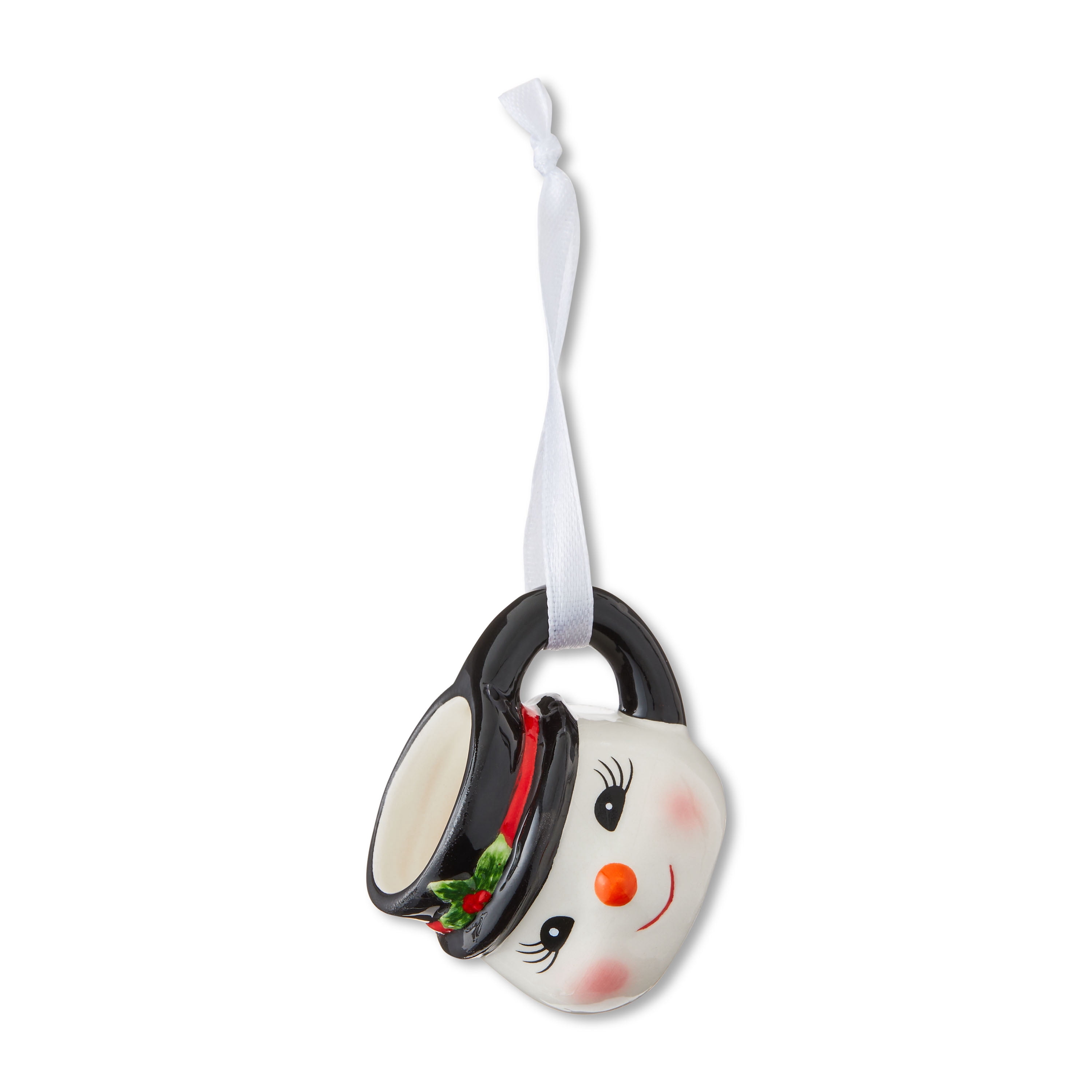 Mr. Christmas 1.5" Miniature Snowman Mug Hanging Ornament, White