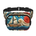 thumbnail image 1 of Disketp Whimsical Sailboat Ocean Art Riñonera de Doble Capa, Bolsa de Cintura Ajustable para Viajes, Correr y Senderismo, Riñonera Ligera para Hombre y Mujer, 1 of 9