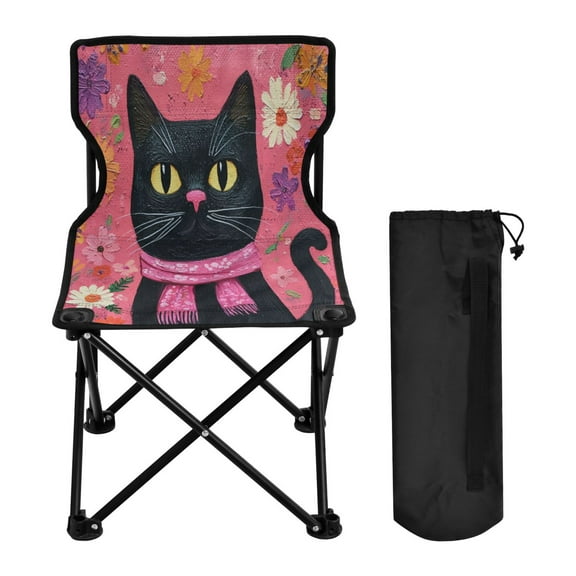 BZSMCE Camping Chairs Modern Friendly Black Cat Pattern Folding chair