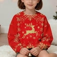 thumbnail image 4 of Favoffer Toddler Girls Christmas Sweatshirt Kids Santa Claus Elk Bear Shirt Xmas Hoodie Cotton Long Sleeve Tops for 1-15Y, 4 of 7