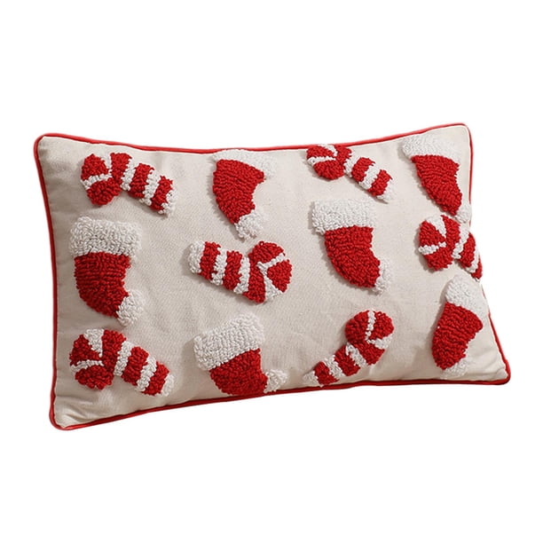 Funda de almohada navideña, funda de almohada decorativa bordada, funda de cojín de terciopelo lavable para dormitorio, sofá cama, decoración de sofá 30cm x 50cm