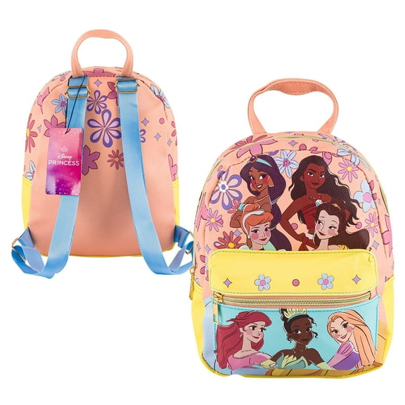 Disney Princess Backpack - Faux Leather with Adjustable Straps Mini 10-inch