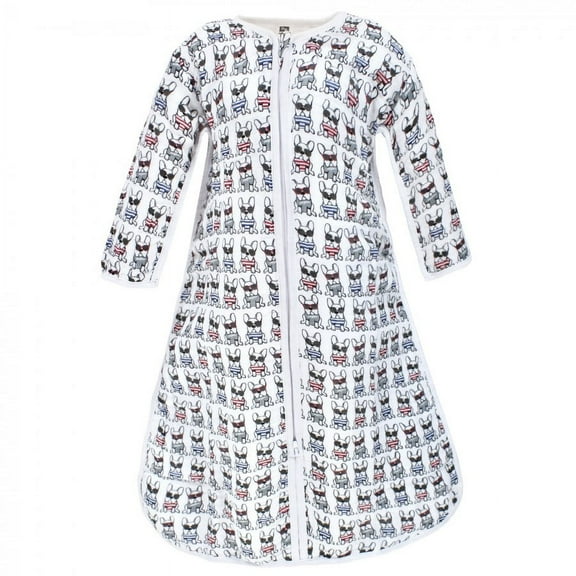 Hudson Baby Infant Boy Long Sleeve Muslin Sleeping Bag, Wearable Blanket, Sleep Sack, French Dog, 0-6 Months