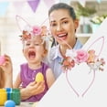 thumbnail image 6 of CoreLiving Furry White Bunny Ears Headband Spring Floral Rabbit Ear Headpiece with Strawberry and Flower Accents for Women Easter Party Costume Accessory, 6 of 9