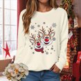 thumbnail image 3 of Towmus Ugly Christmas Sweatshirt Funny Elk Sequins Graphic Long Sleeve Women Casual Crew Neck Pullover Tops, 3 of 6