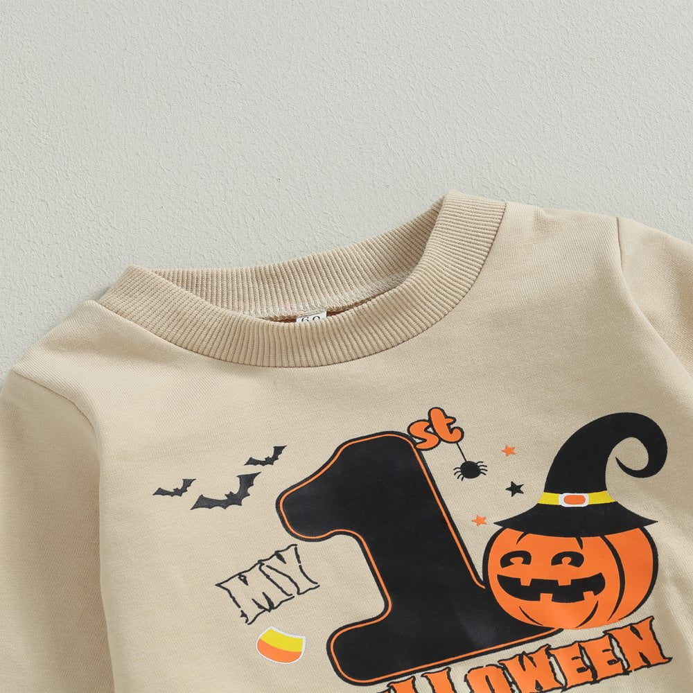 Body Bébé Halloween Citrouille - Manches Longues, Polyester, Tailles 3-24 Mois, Pour Garçon/fille, Fête Automne