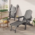 thumbnail image 3 of Noelse Folding Adirondack Chair Set of 2, HDPE Adirondack Chairs with Retractable Ottoman and 5-Level Adjustable Backrest, Gray, 3 of 16