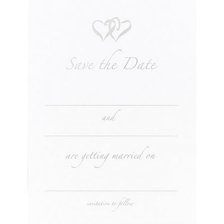 Linked Heart Save The Date Cards Silver