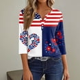 thumbnail image 6 of 4th Of July Shirts for Women Summer Patriotic 3/4 Sleeve Tops for Women 250 Anniversary Usa Flag Henley V Neck Independence Day American Flag Stars Striped Heart Fashion Clothing Dark Blue S, 6 of 7