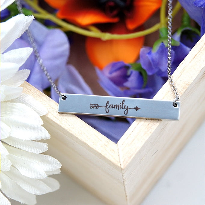Personalized Engraved Bar Name Necklace Pendant – Happy Maker