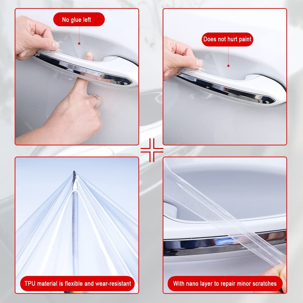 Emoyi 4 Clear Adhesive Car Door Handle Paint Scratch Protective Film  Sticker Protector