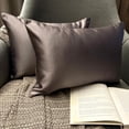 thumbnail image 5 of The HomeCentric Decorative Lumbar Pillow Cover Ash Purple Pack Of 2, 12"x14" (30x35 cm) Satin Solid Oblong Pillow Cover, Modern Cushion Cover Style - Ash Purple Slub Satin, 5 of 14