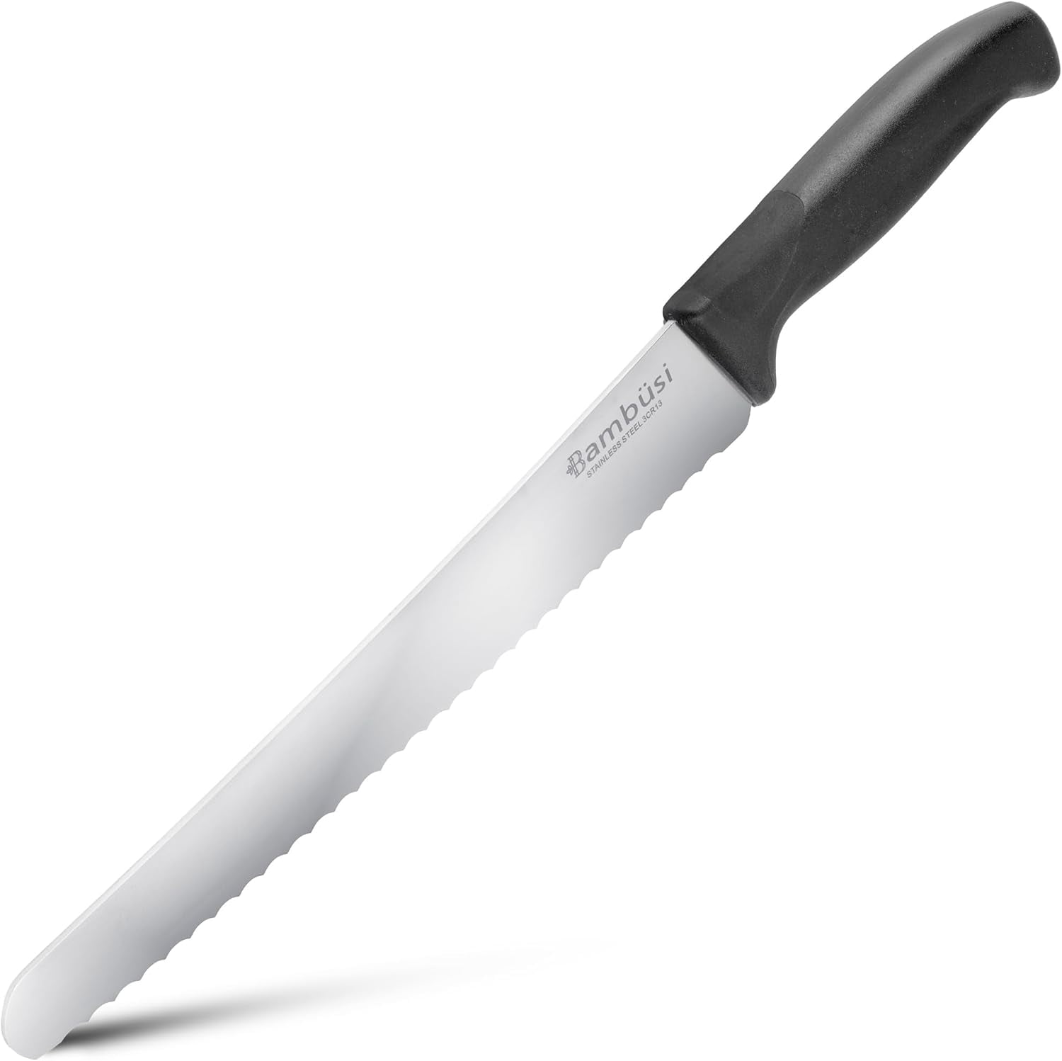 Bambusi 10 Inch Serrated Bread Knife, Stainless Steel Bread Knife with Ergonomic Handle for Homemade Bread