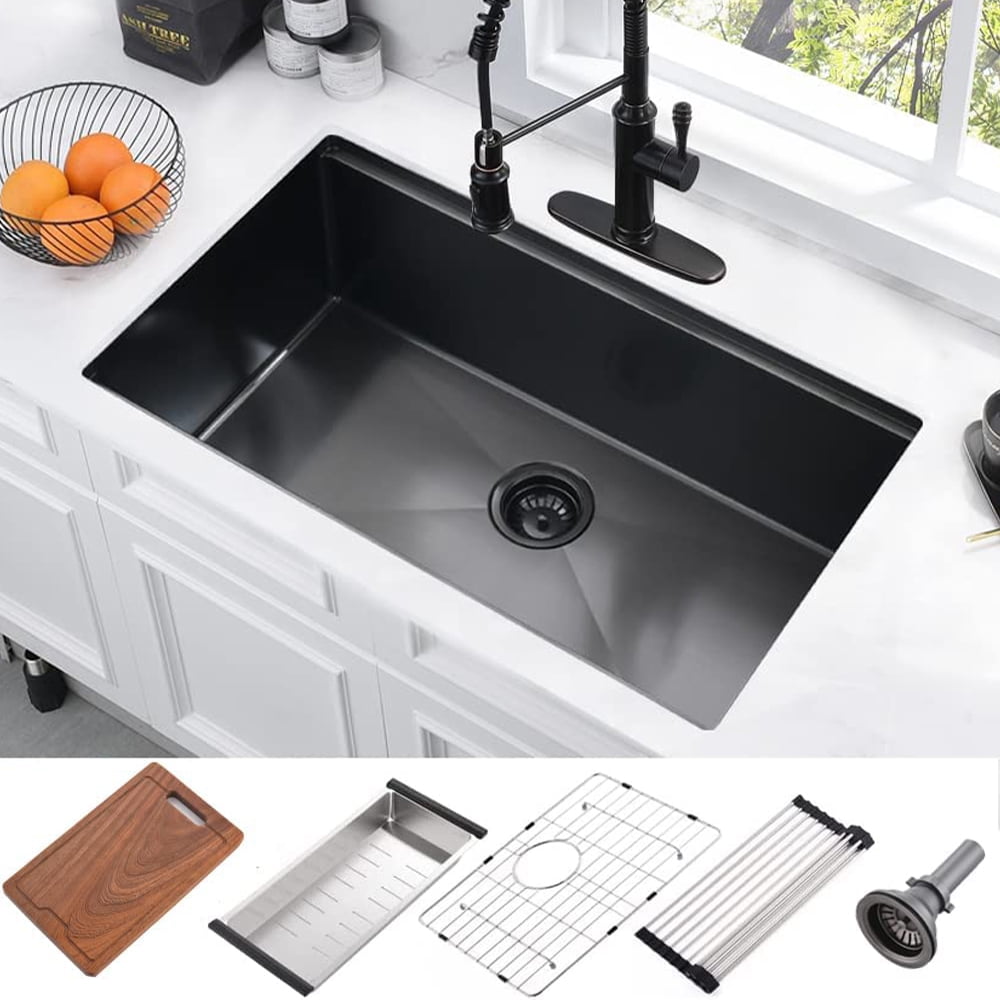 Bokaiya 33x19 Undermount Kitchen Sink Workstation 16 Gauge Single Bowl