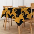 thumbnail image 4 of Duangreer Halloween Rectangle Tablecloth, Orange Black Ghost Print, Waterproof Wrinkle Resistant Table Cover for Party Picnic Indoor Outdoor Decor, 60 x 102 Inch, 4 of 6
