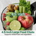 thumbnail image 6 of Canoly C03 Cold Press Juicer-200W Powerful AC Motor 4.5" Wide Feed Chute, Fruits Batch Juicing, Quiet Slow Juicing, BPA-Free, Easy Clean, Black, 6 of 8