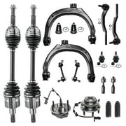 Detroit Axle - 16mm Tie Rod Ends Only Check Before YOU Order Complete 18pc Front Suspension Kit - Front: 2 Cv Axle Shafts, 2 Wheel Bearings, 2 Upper Control Arms, All (4) Ball Joints,…