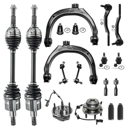 Detroit Axle - 16mm Tie Rod Ends Only Check Before YOU Order Complete 18pc Front Suspension Kit - Front: 2 Cv Axle Shafts, 2 Wheel Bearings, 2 Upper Control Arms, All (4) Ball Joints,…