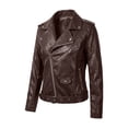 thumbnail image 7 of WRFWUL Womens Faux Leather Moto Jacket Zip Up Lapel Collar Long Sleeve Biker Coat Fall Winter Casual Trendy Outerwear, 7 of 7