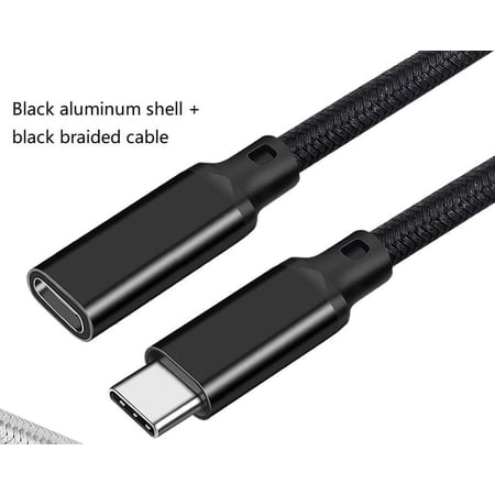 KOMI is suitable for Type-c extension cable male to female 4K projection screen audio and video cable 20G data cable Expansion dock cable PD240W Black aluminum shell + black brinded cable 1.5m