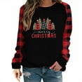 thumbnail image 1 of Tops Navideños Para Mujer, Blusas de Manga Larga, Moda Holgada, Costura A Cuadros, Cuello Redondo, Otoño Odeerbi ODB192056, 1 of 6