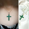 thumbnail image 3 of Rosec Jewels Certified Lab Grown Emerald Cross Pendant with Chain - Religious Necklace - AAAA Grade - Ready to Gift for Christmas, 18K Yellow Gold, 3 of 6