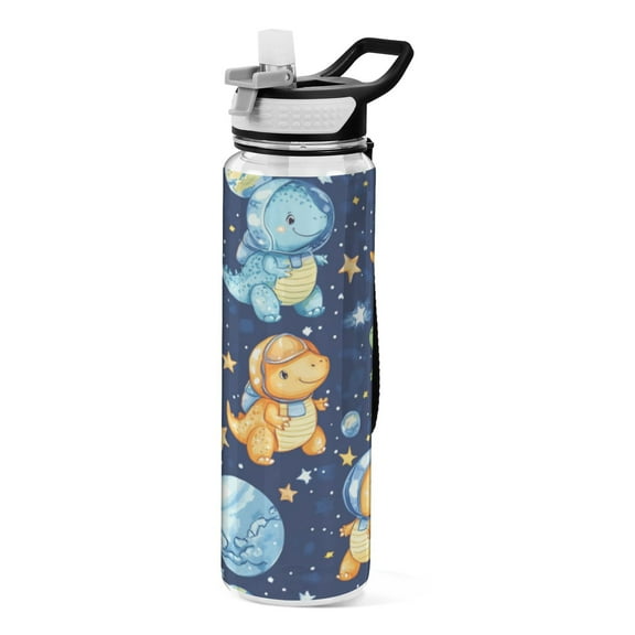 Qxltty Colorful Dinosaur Patterns Water Bottle 32 oz with Straw BPA Free Reusable Fitness Sport Bottle Perfect for Travel School Outdoors and Gym