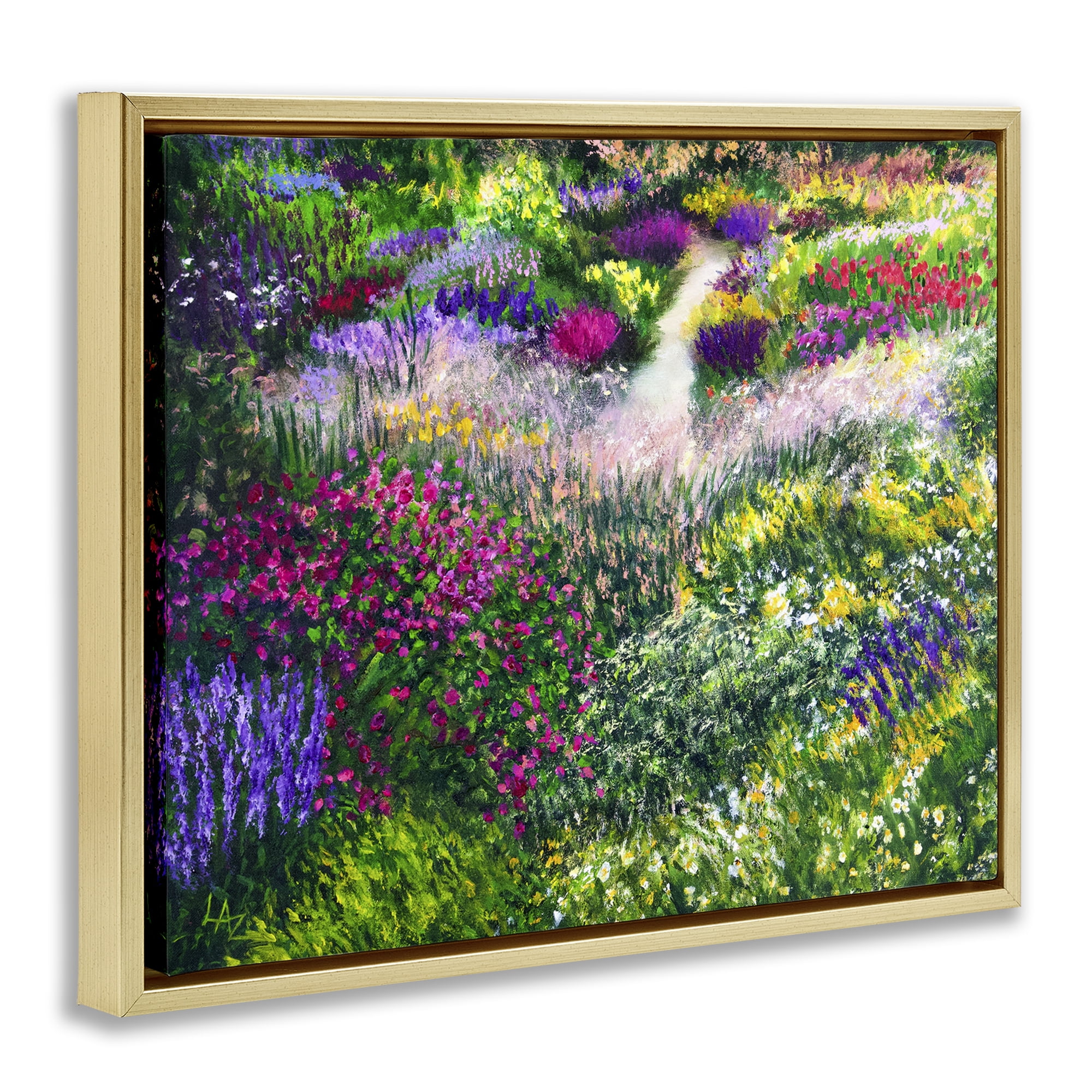 Stupell Industries Breath Of Spring Meadow Gold Framed Floater Canvas Wall Art, design by Lee Ann Zirbes