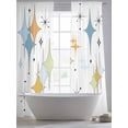 thumbnail image 5 of Blue Yellow Diamond Sheer Curtains 96 Inch Length 2 Panels Set Window Treatments, Modern Geometric Middle Century Rod Pocket Semi Curtains for Living Room/Bedroom/Kitchen Décor, 104"W x 96"L, 5 of 7