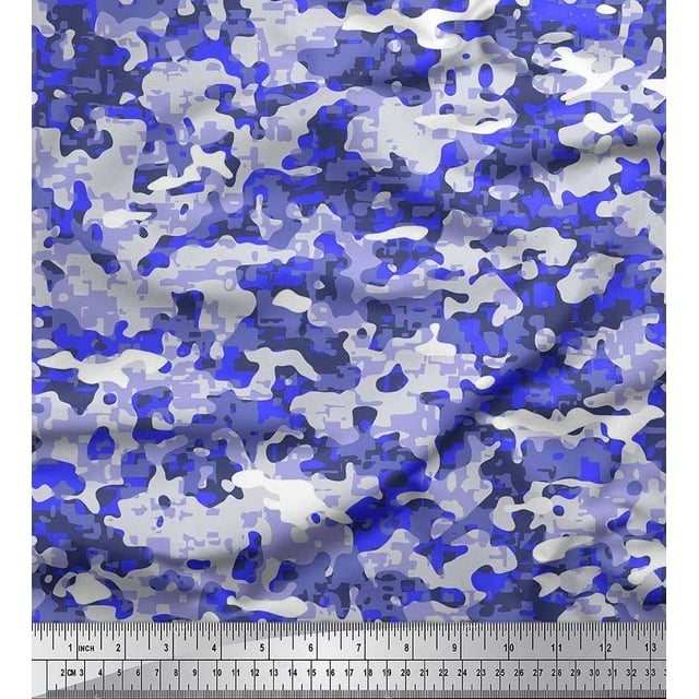 Soimoi polyester Crepe Fabric Two Tone With White Camouflage Fabric Prints By Yard 52 Inch Wide
