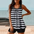 thumbnail image 2 of Danhjin Women Tankini Swimsuits Two Piece Tummy Control Bathing Suits Striped Print Swim Tank Top with Boy Shorts Swimwear on Clearance, 2 of 6