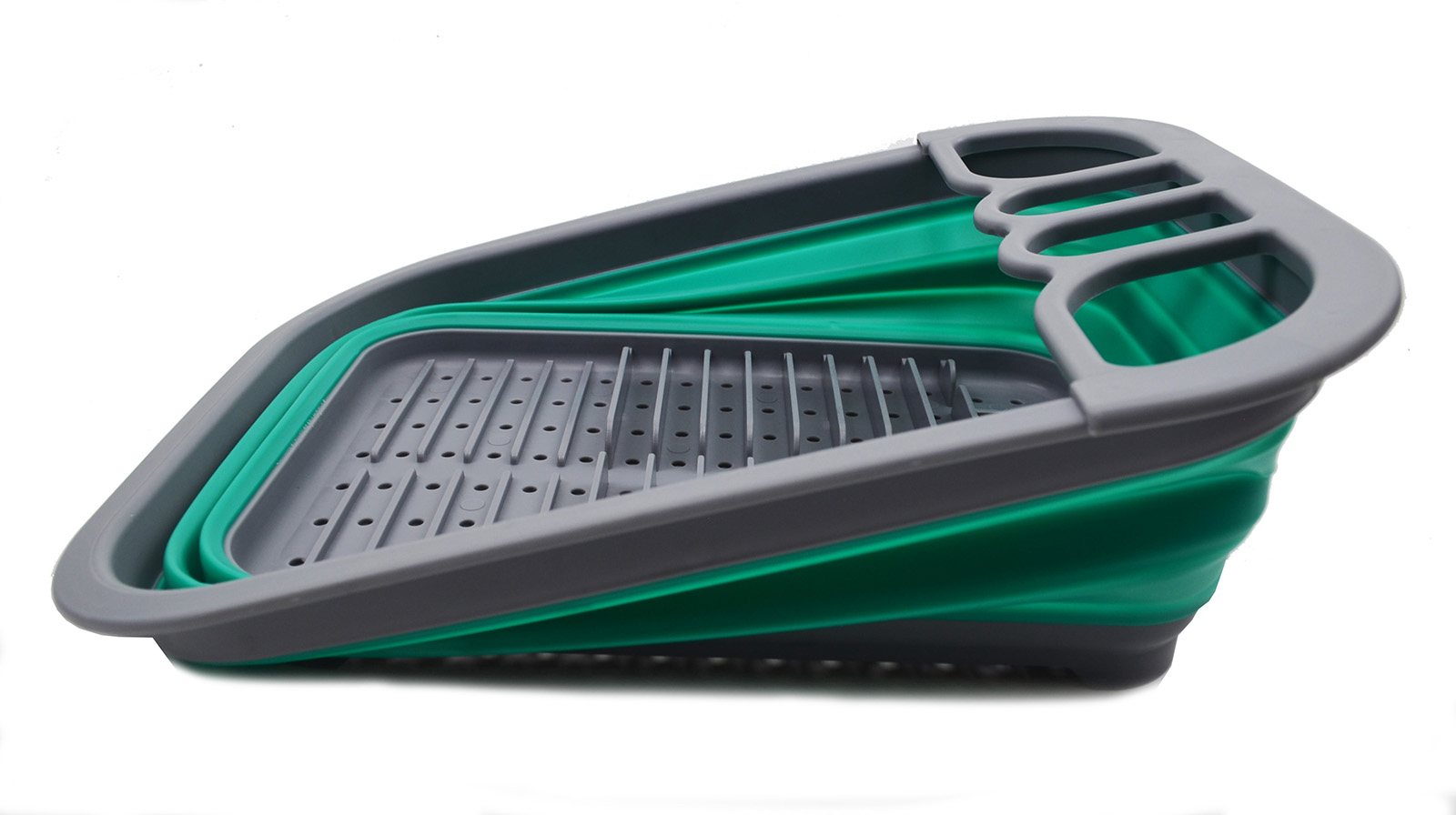 SAMMART Collapsible Dish Drainer - Foldable Drying Rack Set - Portable Dinnerware Organizer - Space Saving (1, Dark Grey/Bluish-Green