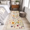 thumbnail image 4 of 2'x6' Rug Runners for Hallways Kitchen, Botanical Floral Non Slip Entryway Beside Floor Carpet Runner, Retro Purple Pink Yellow Wildflowers Washable Laundry Room Bedroom Throw Rugs Mat for Family Pet, 4 of 8