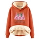 thumbnail image 1 of Sudadera con capucha y mangas largas para mujer, informal, con estampado navideño, con cordón ajustable y hombros descubiertos, con parte superior de polar. Chaqueta con capucha y mangas largas para m, 1 of 2