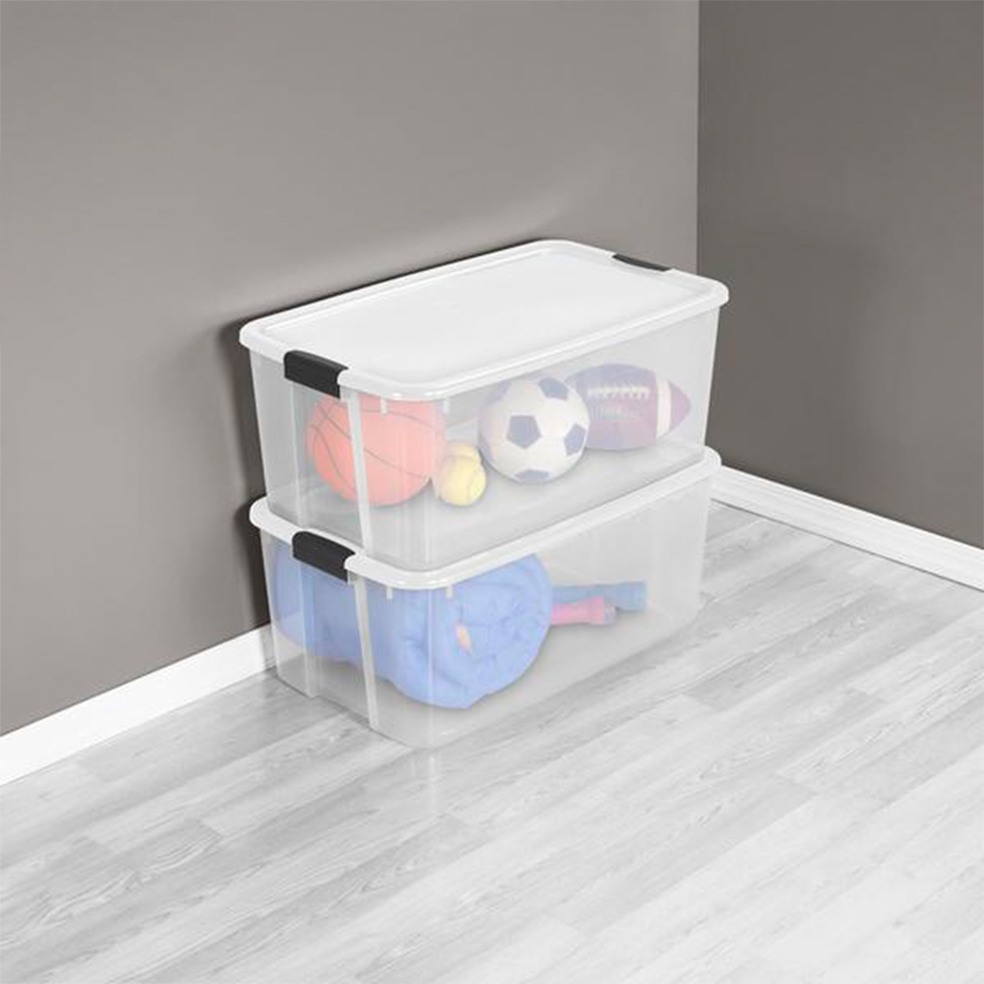 Sterilite 116 Quart Ultra Latching Storage Tote Box Container Clear, 8-Pack