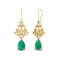thumbnail image 2 of 7x5 MM Pear Shape Green Onyx 925 Sterling Silver Gold Vermeil Filigree Dangle Drop Valentines Day Gifts Women Earring, 2 of 4