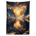 thumbnail image 2 of Ambesonne Lake Tablecloth Rectangular Table Cover, Reflection Snowy Mountain Dawn, 52"x70", Orange and Dark Blue, 2 of 3