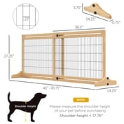Favory 71" Extra Wide Freestanding Pet Gate with Adjustable Length Dog, Cat, Barrier for House, Doorway, Hallway,Long Adjustable Pet Gate, Dog Barrier,Natural